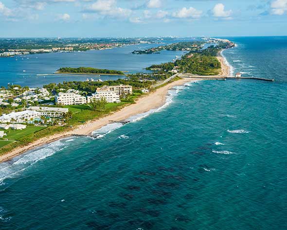 An aerial view of the Boynton Beach inlet