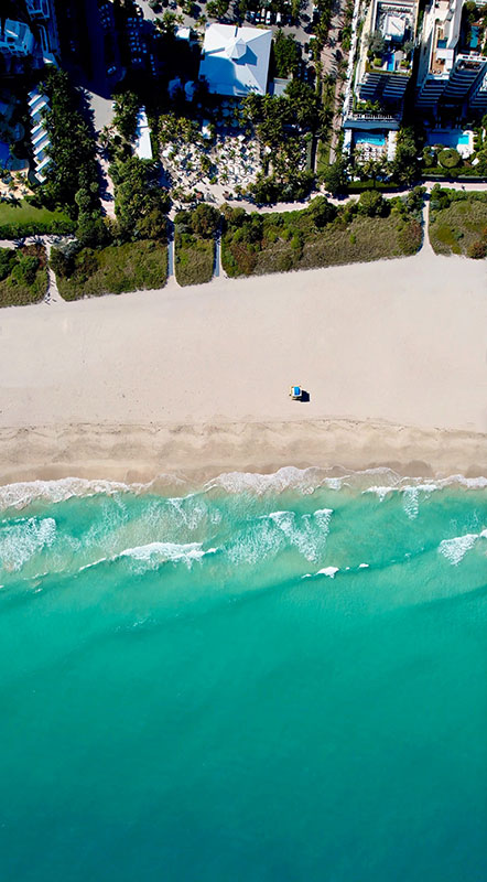 A top down view of the beach in palm beach county
