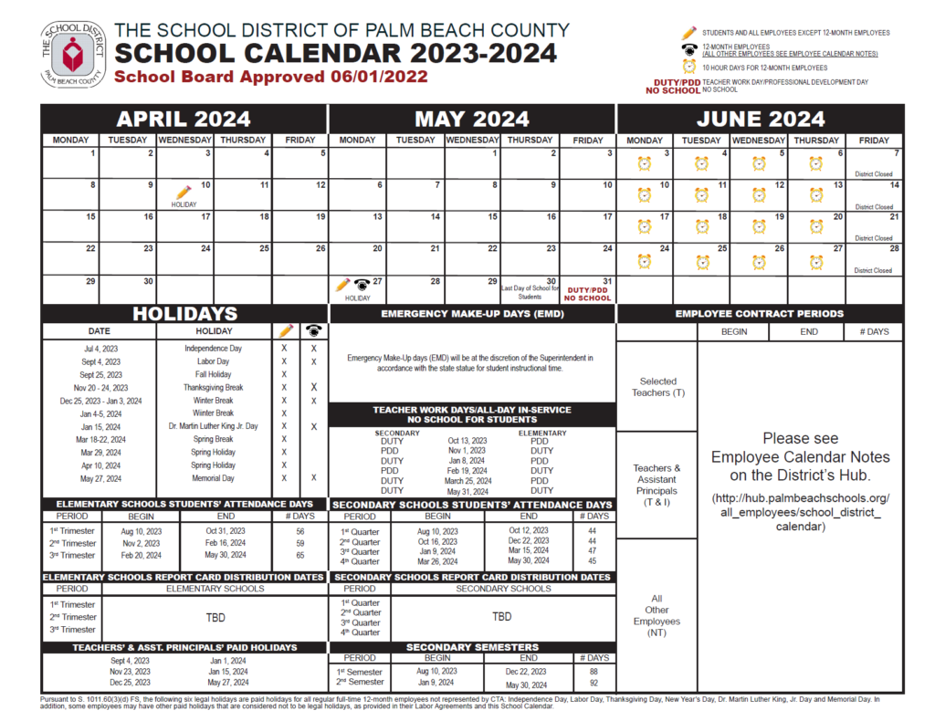 Approved Palm Beach School Calendar Pg2 1024x790 