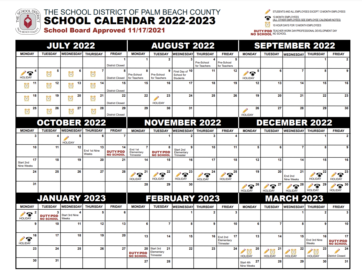 Palm Beach County School Calendar 2024-2025