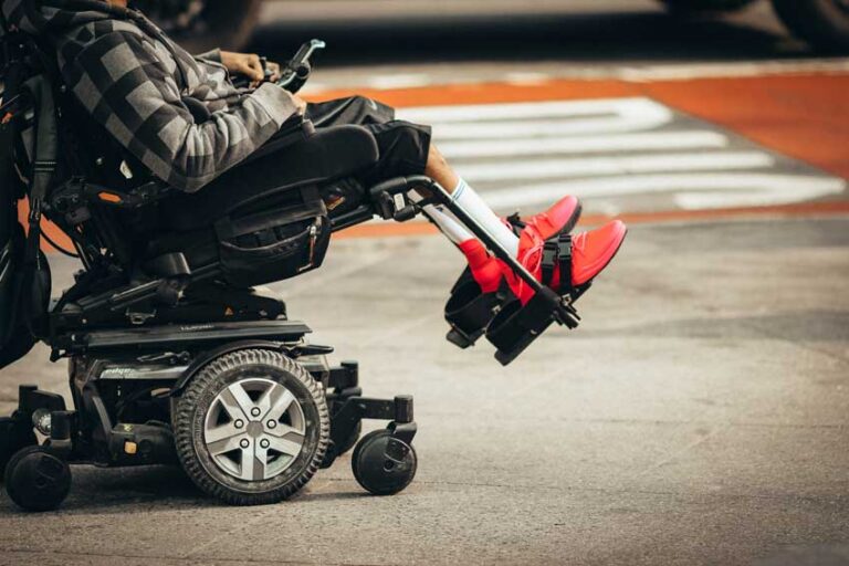 A disabled man in a wheelchair